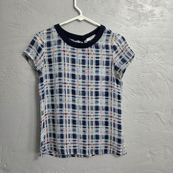 Unica Hija multicolored sheer see through short sleeved blouse womans size Small - Picture 1 of 6